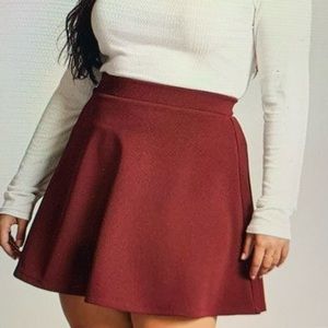 F21 Maroon Circle Skirt